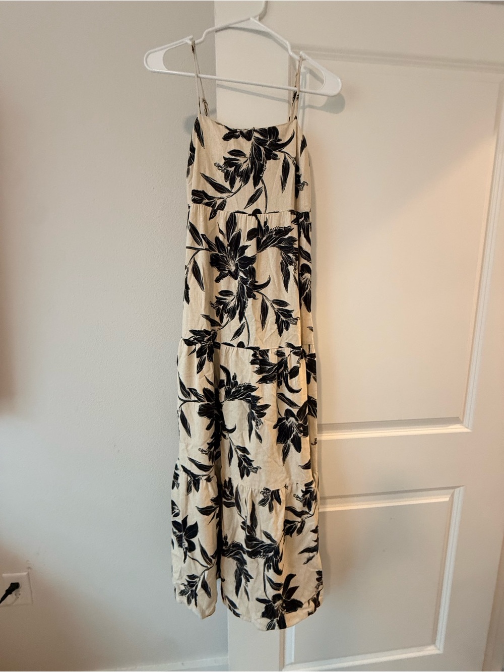 Monteau Cream Maxi Dress with Black Floral Print